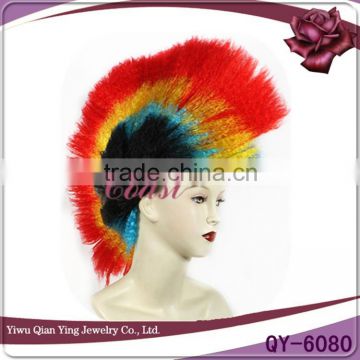 colorful footbanll fans punk cock wig