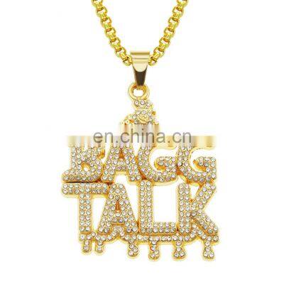 Custom Name B ubble Letter Chain Pendant Necklace Men's Zircon Hiphop Jeweelry With Rope Chain Rope Chain 18k Gold