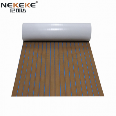NEKEKE 120*240*0.6cm Light Brown + Blue Lines Boat Yacht Marine EVA Deck Foam Sheet photo-5