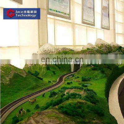 Hot selling 3d electric train layout scale miniature model train railway and architectural building model landscape layout