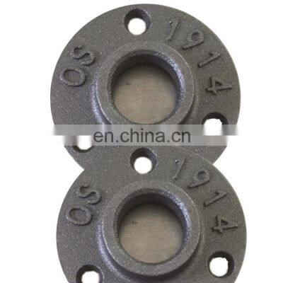 1 INCH black malleable iron pipe fitting threaded floor flange with 4 holes