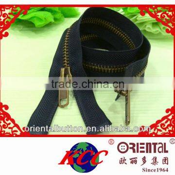 High quality KCC zipper 8# Green bronze metal teeth two way open-end metal zipper