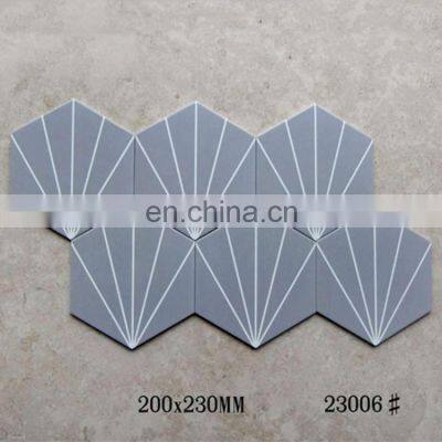 hexagonal brick 230*200*115 mm black and white rays pattern classic tea bar clear bar anti-slip wall tile floor tiles