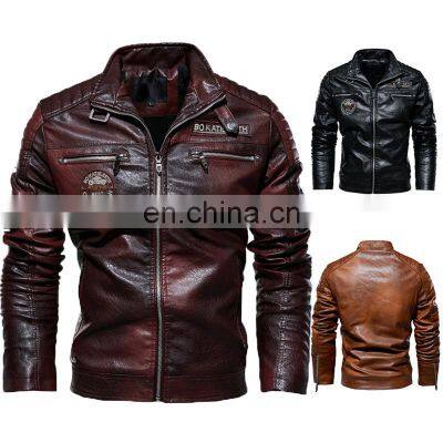 custom plus  Men Fashion Coat Leather Jacket Motorcycle Male Business Casual Jackets Men deri ceket Warm Overcoat leather jacke