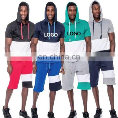 Men's summer short-sleeved hooded t-shirt + shorts sweatpants 2-piece track and field jogging suit custom hoodie S-4XL