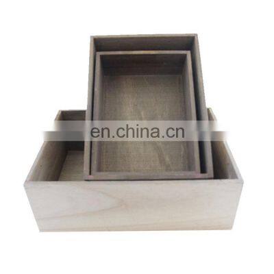 Customized size and color wooden small useful industrial  storage crate set of 3