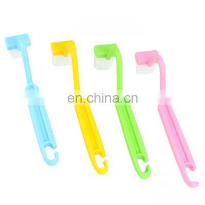 V Shape Portable Plastic Toilet Corner Scrubber Curved Cleaning Brush
