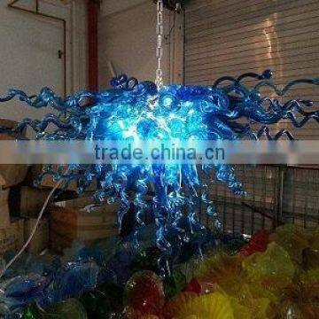 Blue Color Art Blown Glass Chandelier Light Fixture