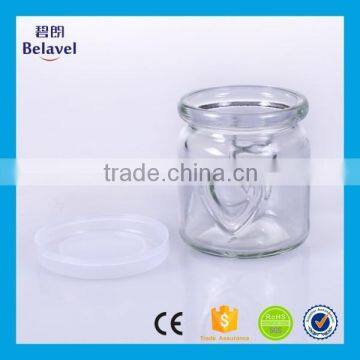100ml Engrave Heart Shape Yoghourt Glass Jam Jar Pudding Glass Bottle