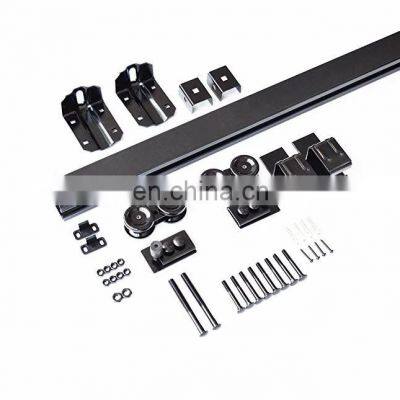 Smooth Black Box Rail Hardware Heavy Duty Steel Sliding Barn Door Track