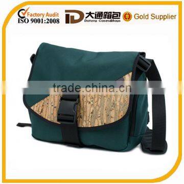 Colorful cork or hemp nylon laptop bag with water-repellent coil zippers on side pockets