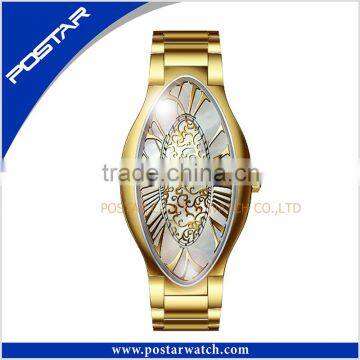 Big Face Cheap Stainless Steel Gold Luxury Women Watch