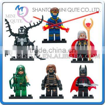 Mini Qute DECOOL 6pcs/set Marvel Avenger super hero spiderman superman building block action figure educational toy NO.0134-0139