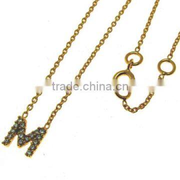 Letter Pendant Gold Plated White Topaz photo-4