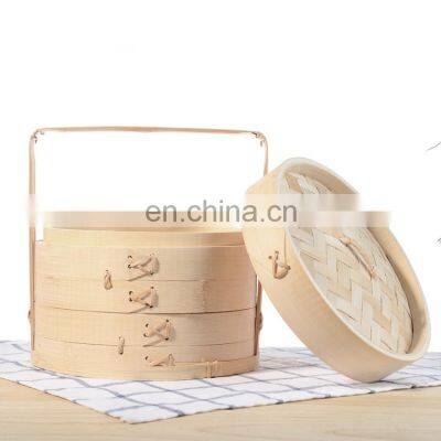 Wholesale Chinese style cheap multifunctional dumpling fish steamed rice pot steamer bamboo steamer with lid