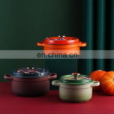 Shenzhen 10Cm Small Kitchen Serving Handle Look Butterfly Large Potato Frying Enamel Pot