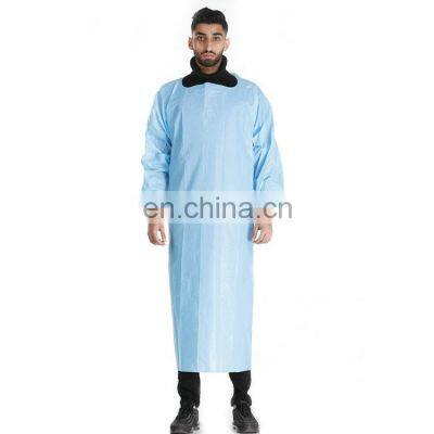 Desechable CPE Pechera Disposable Apron With Sleeves and Thumb Loops Disposable Waterproof Plastic Gown photo-3