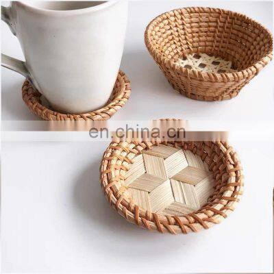 Handcrafted Boho Bamboo Mixed Rattan Woven Coasters photo-4