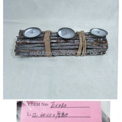 Rectangular Willow Stick Candle Holder photo-4