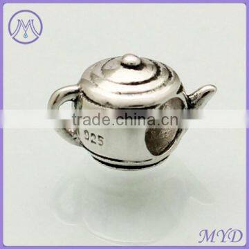 925 sterling silver teapot bead for European charms bracelet