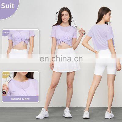 Round Neck Anti Odor Quick Dry Sports T Shirts Full Custom Loose Casual Fitness Yoga Short Sleeve Tops