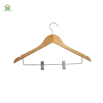 Direct Supply From Manufacturers Solid Wood Hotel and Supermarket Wardrobe Hangers With Clip for Dress Home Use photo-3