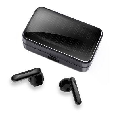 music hands free call sport BT led power display solar tws mirror earbuds charging box