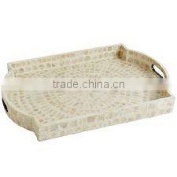 High end quality best selling special newest designed Natural MOP inlay rectangular serving Tray from Vietnam