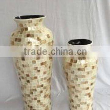 Best selling High quality eco friendly Set of Round Natural mother of pearl inlay vase from Vietnam