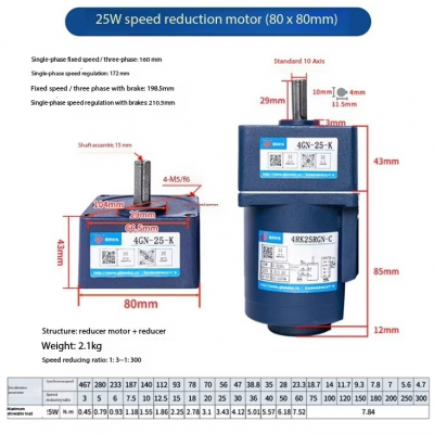 constant speed motor with reduction gearbox 25W AC gear motor 220/110V 1300/1550rpm