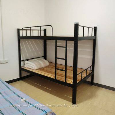 Fornecedor de camas de beliche em metal personalizadas OEM | Cama de aço durável HN - MBB20 - S | com corrimão alto