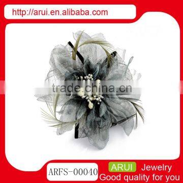 China factory fashion elegant gray lace feaher hairpins broochs