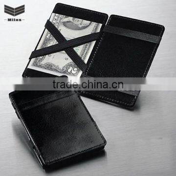 Factory price!Black flip magic wallet with elastic band