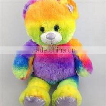 2016 promotion gift rainbow color bear soft plush toys, plush rainbow teddy bear for gifts