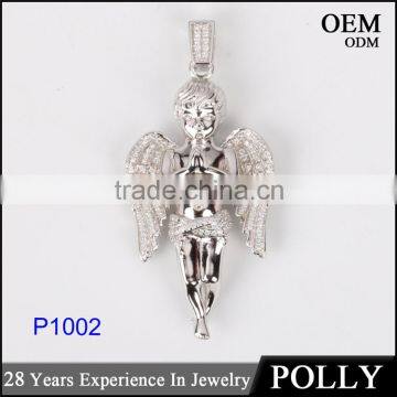 Hip Pop Micro Set AAA CZ 925 Sterling Silver Mini Angel Pendant Jewelry photo-6