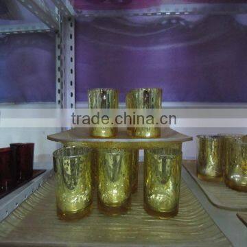 2016 top sale gold color shining glass candle holders