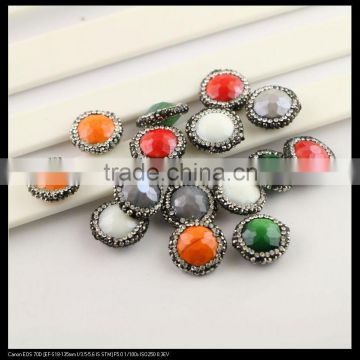 LFD-0092B Wholesale Faceted Stone Beads,Round Shape,with Crystal Rhinestone Paved Loose Connector Beads For Jewelry Making