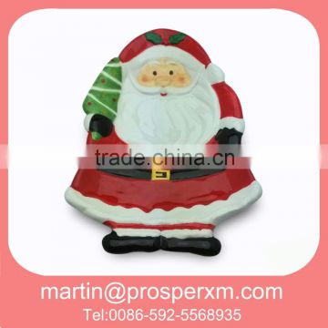 Wholesale Hand Painted Ceramic Christmas Santa Plate