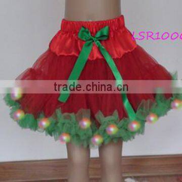 2016 christmas led tutu skirts baby girls,red and kelly green children shiny light dress clothing,lovely kids led bubble skirt