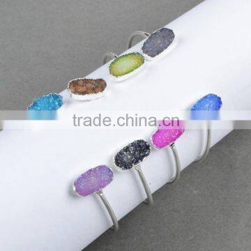 2015 China wholesale fashion natural stone adjustable bracelet colorful druzy 18K gold bangle bracelets