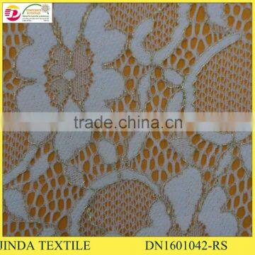 High Quanlity Gold Elastic Lace Fabric for Making Dress photo-2
