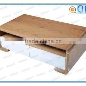 hot selling design MDF coffee table with white drawers 1456A