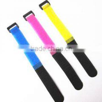 colorful hook and loop adjustable cable tie strap with plastic buckle