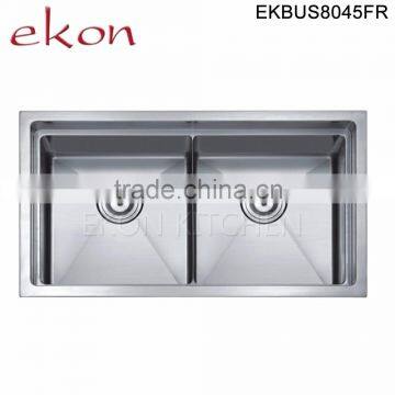 Wholesale Prices Handmade Stainless Steel Double Bowl Under Mount Kitchen Sinks photo-2