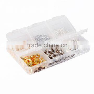 TOP Quality Mix Color Plated 45pcs 15mm Lobster Claw Clasps + 300pcs 7mm Open Jump Ring Value Pack Box Set for Jewelery Making