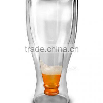 Upside down double wall leadfree customized size drinking beer glass unique special design