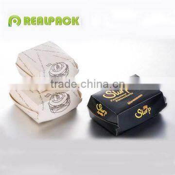 Disposable cardboard hamburger box custom printed hamburger packing box