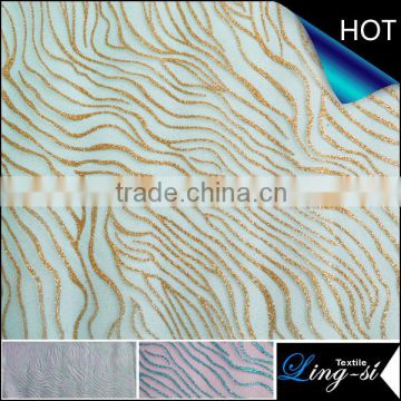 Polyester Tulle Metallic Printed Fabric for Decoration and Dress DSN 342