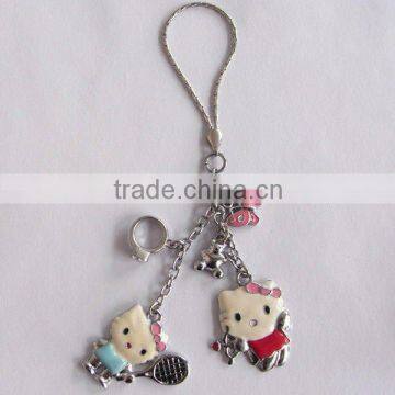 2012 fashion zinc alloy hello kitty pendant phone chain