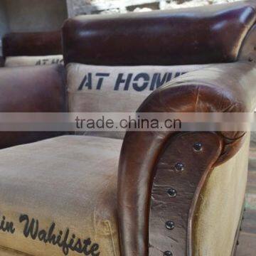 VINTAGE INDIAN FURNITURE , VINTAGE LEATHER SOFA photo-2